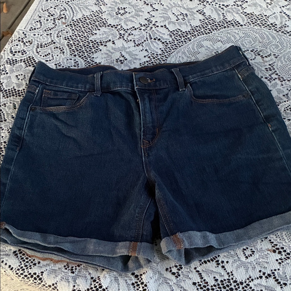 Old Navy Dark Blue Denim Cuffed Jean Shorts